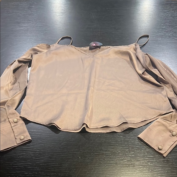 Elegant Women's Tan Blouse - Picture 1 of 5
